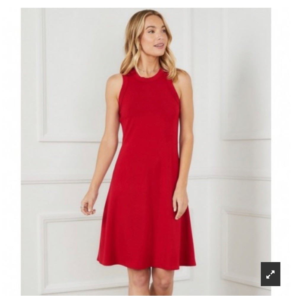 NWT Karen Kane High Neck A-Line Dress Size Large RED